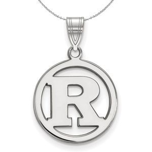 Sterling Silver Rutgers Small Initial R Circle Necklace - 16 Inch